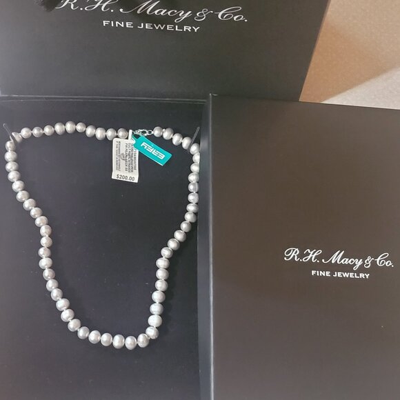 EFFY® Gray Cultured Freshwater Pearl (7 mm) 18" Statement Necklace Gray  NWT - Picture 1 of 8